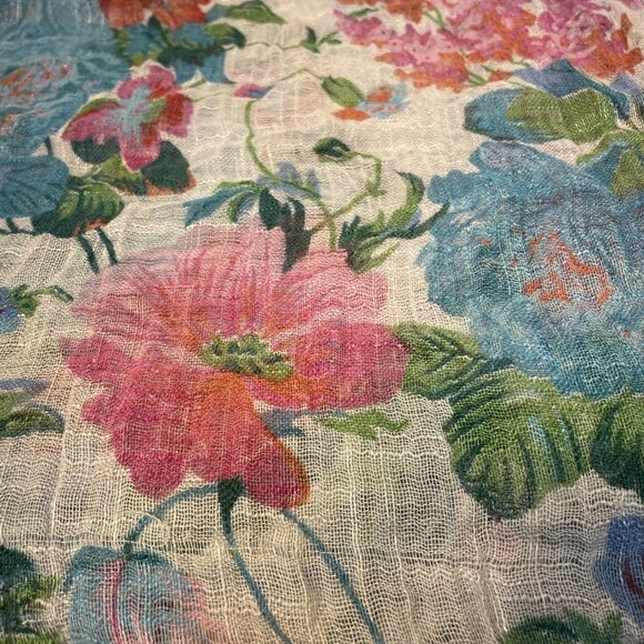 Floral Viscose Scarf 68" x 24" Lightweight Stylish Accessory Wrap with Fringe - Picture 10 of 11